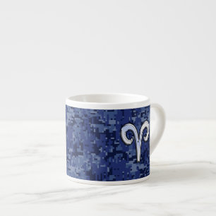 Aries Zodiac Sign auf Navy Blue Digital Camouflage Espressotasse