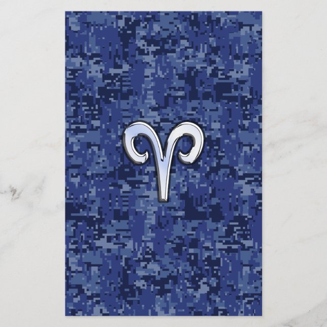 Aries Zodiac Sign auf Navy Blue Digital Camouflage Flyer (Vorne)