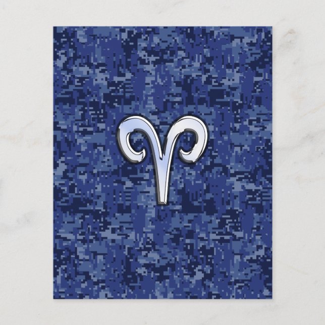 Aries Zodiac Sign auf Navy Blue Digital Camouflage Flyer (Vorne)