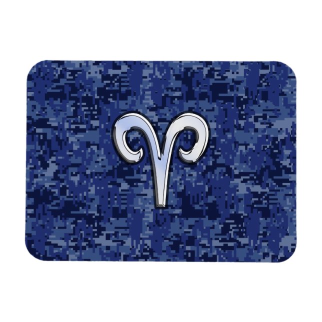 Aries Zodiac Sign auf Navy Blue Digital Camouflage Magnet (Horizontal)