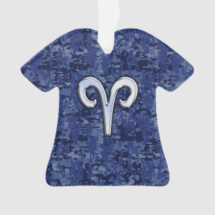 Aries Zodiac Sign auf Navy Blue Digital Camouflage Ornament