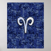 Aries Zodiac Sign auf Navy Blue Digital Camouflage