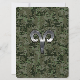 Aries Zodiac Sign auf Woodland Green Digital Camou