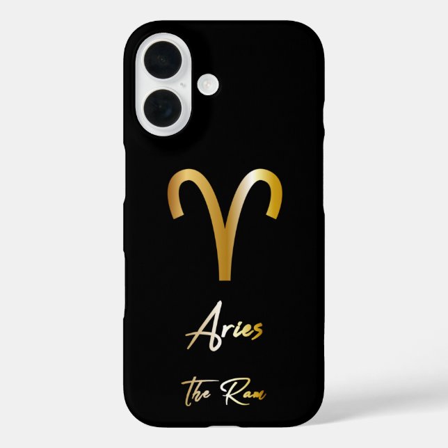 Aries Zodiac Sign, Black & Gold Case-Mate iPhone Hülle (Rückseite)