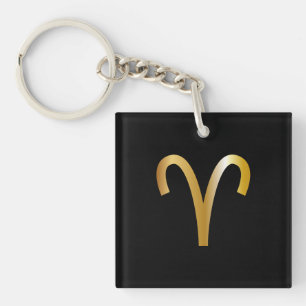 Aries Zodiac Sign, Black & Gold Schlüsselanhänge Schlüsselanhänger
