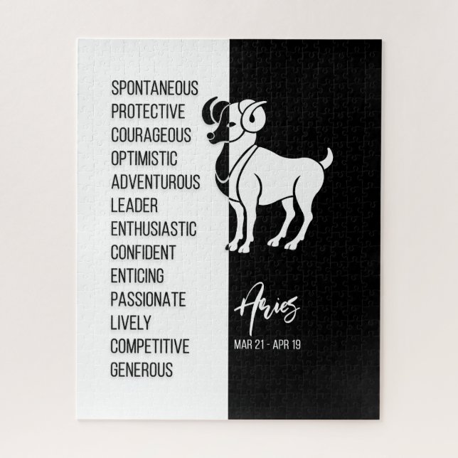Aries Zodiac Sign, Black & White Jigsaw Puzzle (Vertikal)