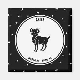 Aries Zodiac Sign, Black & White Magnet