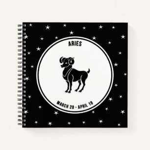 Aries Zodiac Sign, Black & White Notebook Notizbuch