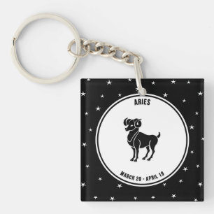 Aries Zodiac Sign, Black & White Schlüsselanhäng Schlüsselanhänger