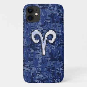 Aries Zodiac Sign Blue Digital Camouflage Case-Mate iPhone Hülle