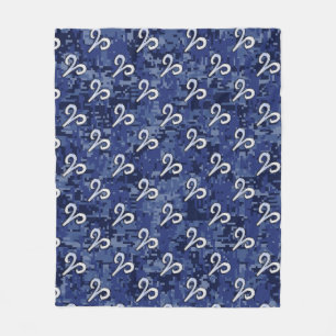 Aries Zodiac Sign Blue Digital Camouflage Fleecedecke