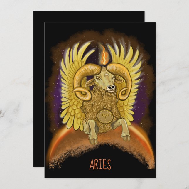 Aries Zodiac Sign Einladung (Vorne/Hinten)