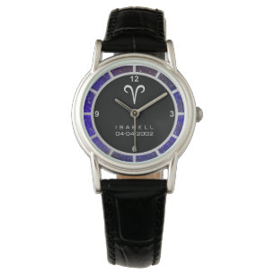 Aries Zodiac Sign Elegante Personalisierte Galaxie Armbanduhr