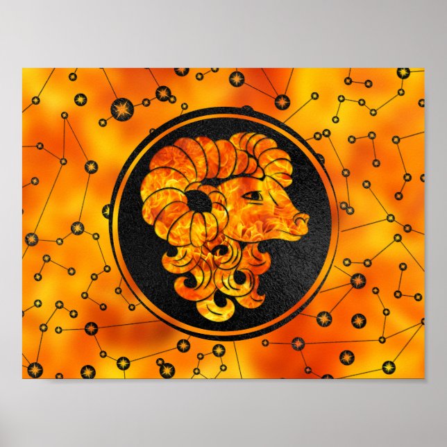 Aries Zodiac Sign Fire Element Poster (Vorne)