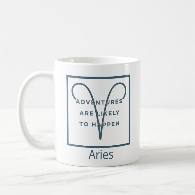 Aries Zodiac Sign Fusion Zitat in Blau und Weiß Kaffeetasse (Links)