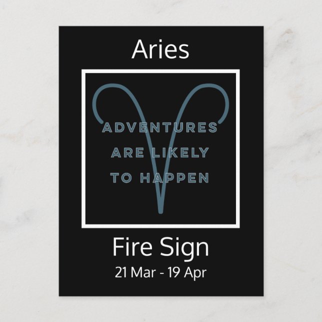 Aries Zodiac Sign Fusion Zitat in Blue and White P Postkarte (Vorderseite)