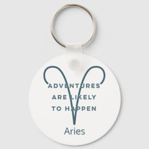 Aries Zodiac Sign Fusion Zitat in Blue Text Geburt Schlüsselanhänger