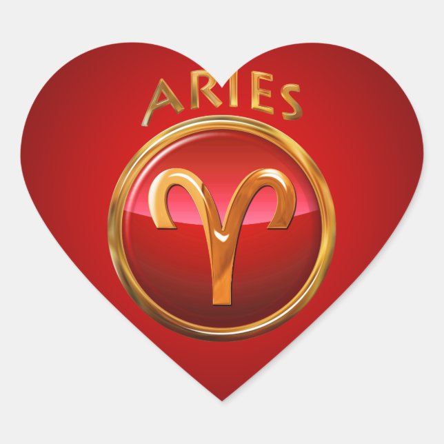 Aries Zodiac Sign Herz-Aufkleber (Vorderseite)