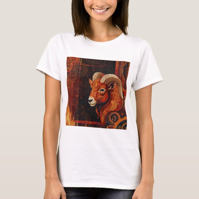 Aries Zodiac Sign mit dynamischem Design T-Shirt (Vorderseite)