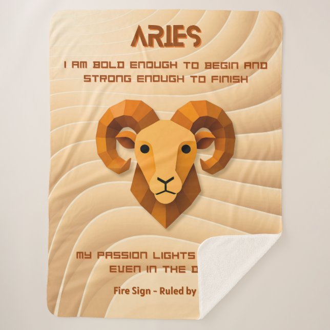 Aries Zodiac Sign Modern 3D Affirmation  Sherpadecke (Vorderseite)
