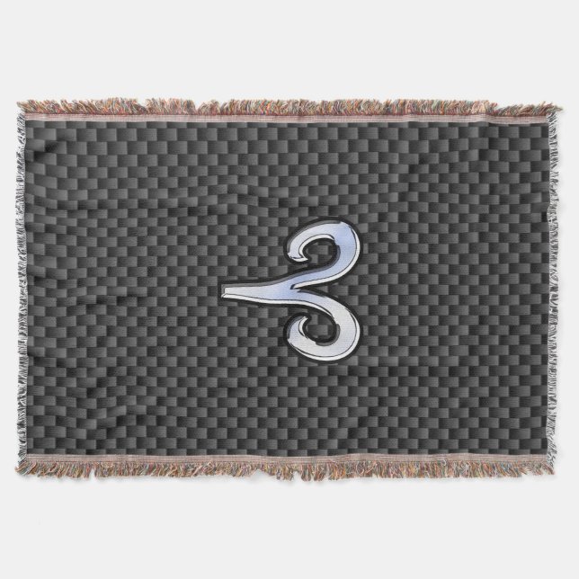Aries Zodiac Sign on Carbon Fibre Style Decke (Vorderseite)
