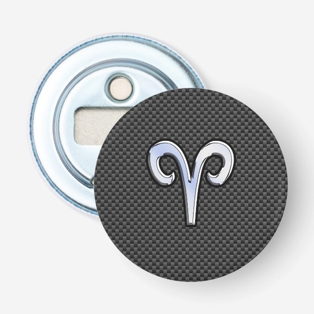 Aries Zodiac Sign on Carbon Fibre Style Flaschenöffner (Vorderseite)