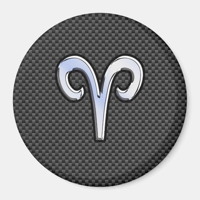 Aries Zodiac Sign on Carbon Fibre Style Magnet (Vorne)