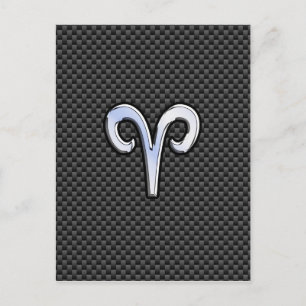 Aries Zodiac Sign on Carbon Fibre Style Postkarte
