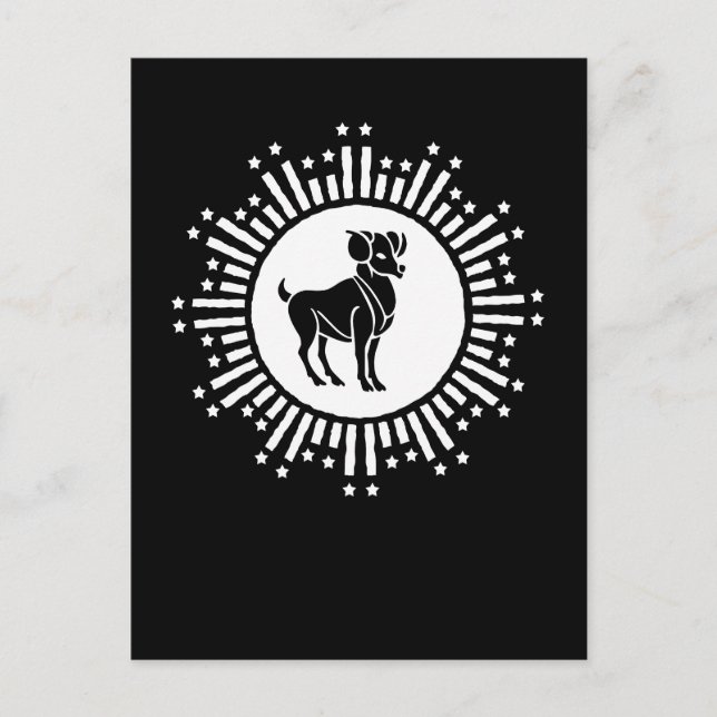 Aries Zodiac Sign Ram Cosmic Sternexplosion Design Feiertagspostkarte (Vorderseite)
