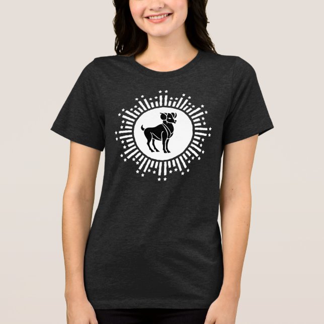 Aries Zodiac Sign Ram Cosmic Sternexplosion Design Tri-Blend Shirt (Vorderseite)