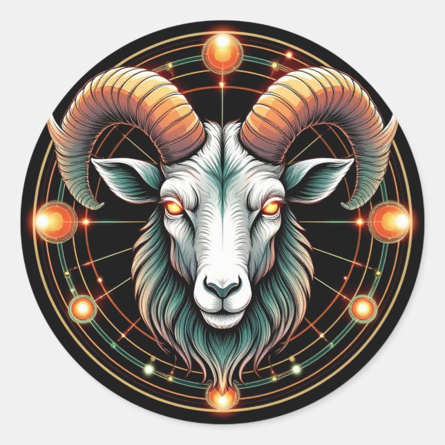 Aries Zodiac Sign Runder Aufkleber (Vorderseite)