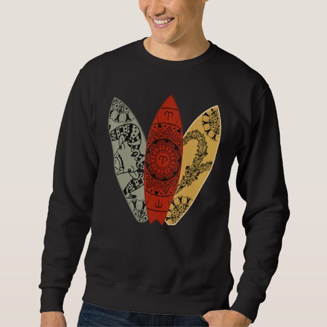 Aries Zodiac Sign Surfboard Surfing Horoscope Sweatshirt (Vorderseite)