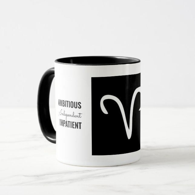 Aries Zodiac Sign Tasse 🖤 (Personalisiert) (Vorderseite Links)