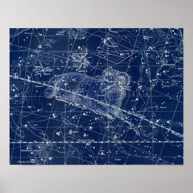 Aries Zodiac Sign Vintag Illustration Poster (Vorne)