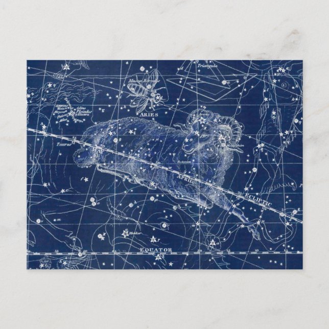Aries Zodiac Sign Vintag Illustration Postkarte (Vorderseite)