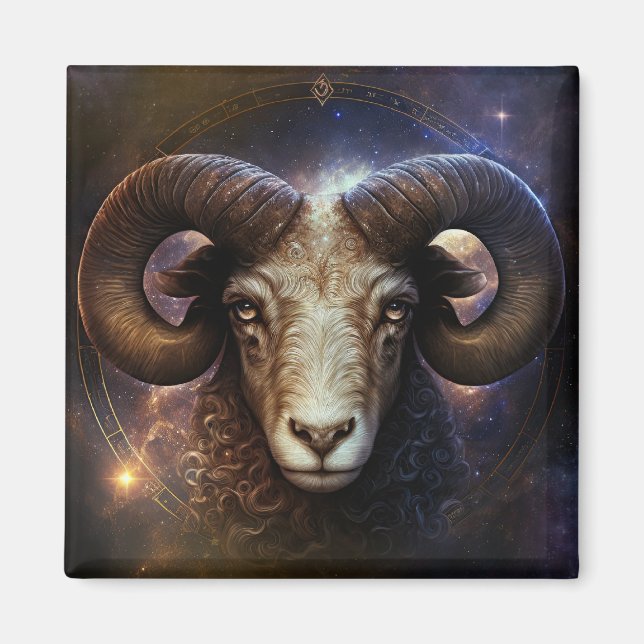 Aries Zodiac Sign Watercolor Design Magnet (Vorne)