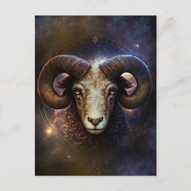 Aries Zodiac Sign Watercolor Design Postkarte (Vorderseite)