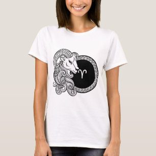 Aries Zodiac signieren einfache Schwarz-Weiß-Kunst T-Shirt