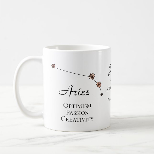 Aries Zodiac Star Sign Blume Constellation Kaffeetasse (Links)