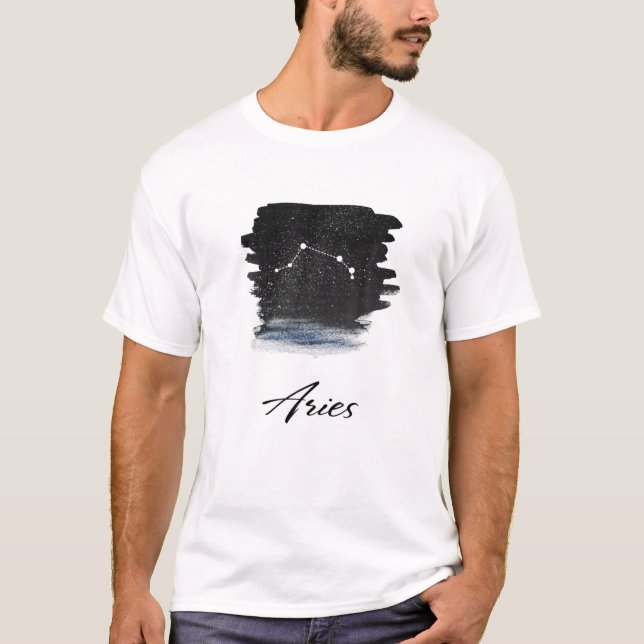 Aries Zodiac Star Sign Constellation und Astrologi T-Shirt (Vorderseite)