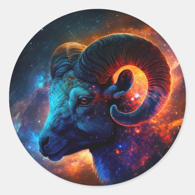 Aries Zodiac Star Sign Round Sticker (Vorderseite)