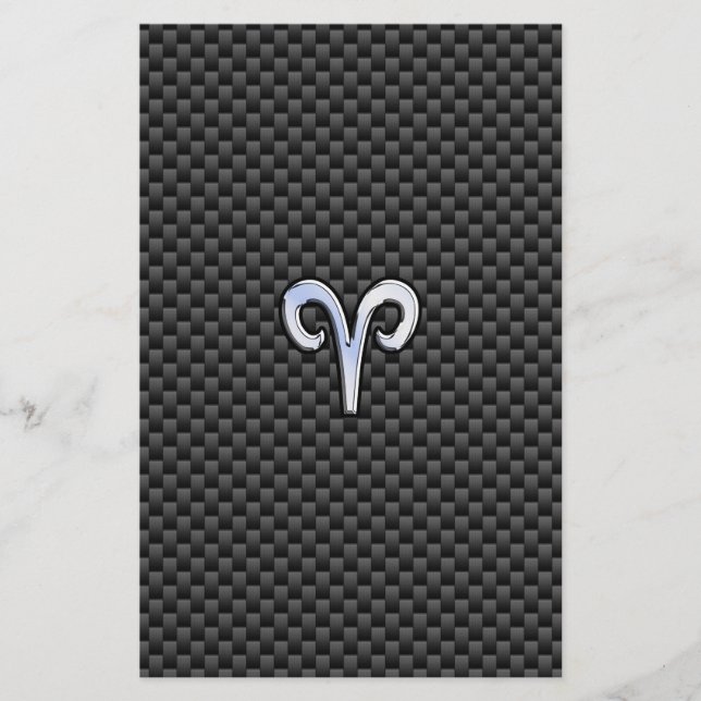Aries Zodiac Symbol Black Carbon Fibre Decor Briefpapier (Vorderseite)