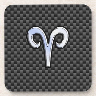 Aries Zodiac Symbol Black Carbon Fibre Decor Getränkeuntersetzer