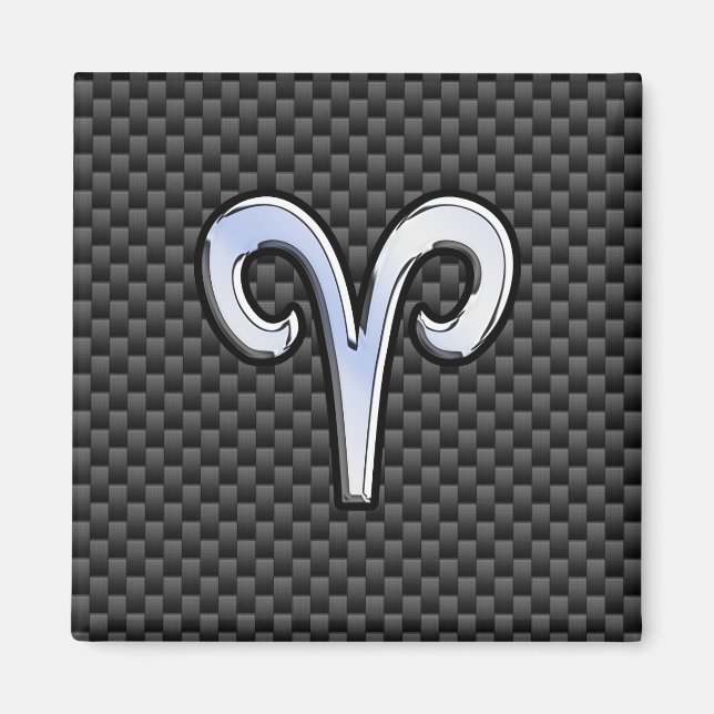 Aries Zodiac Symbol Black Carbon Fibre Decor Magnet (Vorne)