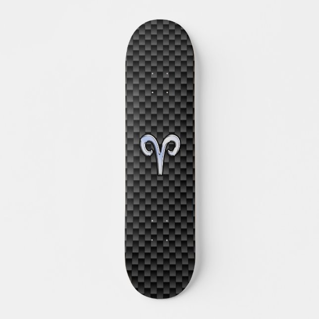 Aries Zodiac Symbol Black Carbon Fibre Decor Skateboard (Vorne)