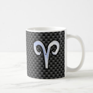 Aries Zodiac Symbol Black Carbon Fibre Decor Tasse