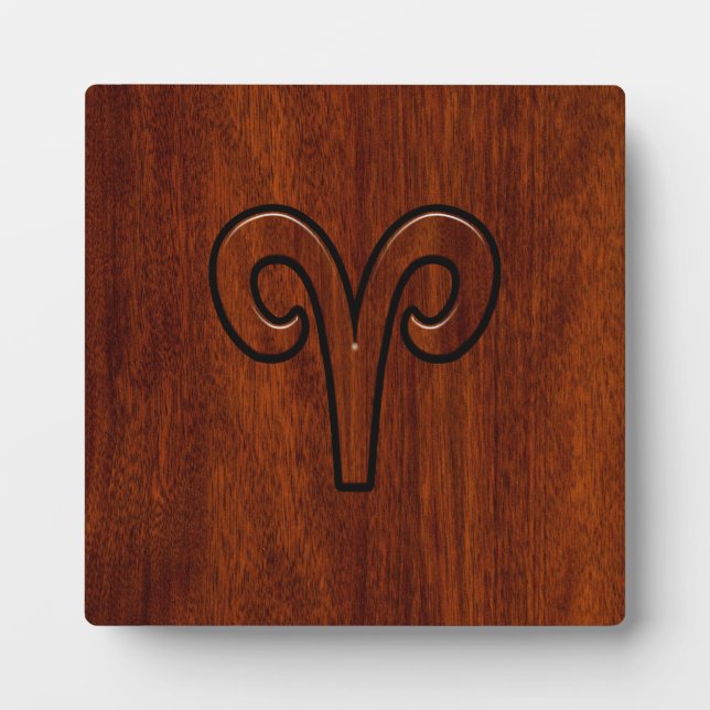 Aries Zodiac Symbol Brown Mahogany wie Print Fotoplatte (Vorderseite)