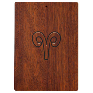 Aries Zodiac Symbol Brown Mahogany wie Print Klemmbrett