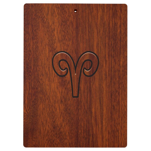 Aries Zodiac Symbol Brown Mahogany wie Print Klemmbrett (Rückseite)