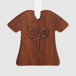 Aries Zodiac Symbol Brown Mahogany wie Print Ornament